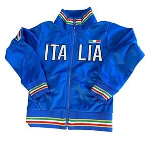 Italia Soccer embroidered logo blue full zip youth jacket sweater SIZE 3-4